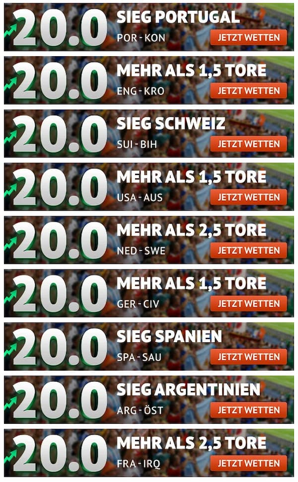 Oddset Quoten Turbo zum 2. Spieltag der WM