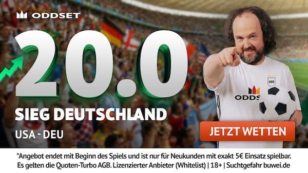20er Quote bei Oddset auf Deutschland besiegt die USA im Test