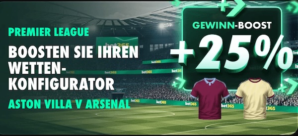 bet365 aston villa arsenal gewinn boost