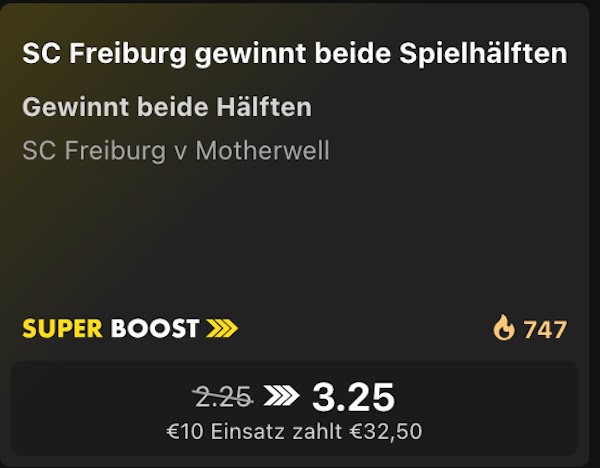 bet365 freiburg motherwell super boost
