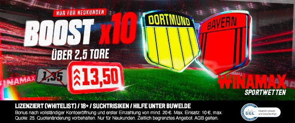 Winamax Boost zu BVB vs Bayern