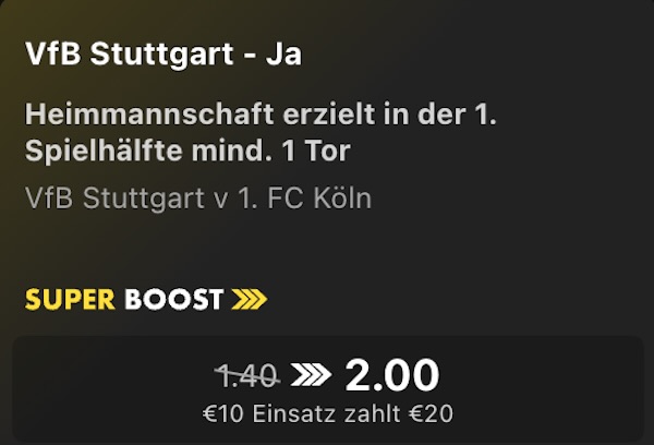 bet365 vfb stuttgart fc köln super boost