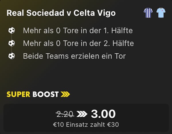 bet365 real sociedad celta vigo super boost